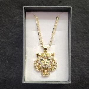 Gold Tiger Pendant Necklace